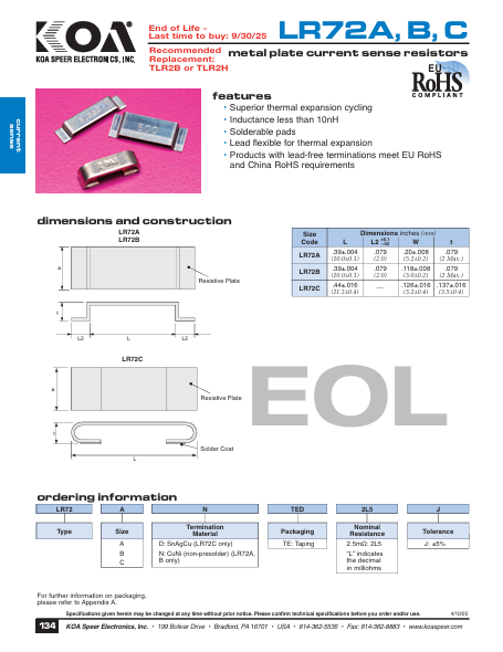 LR72A, LR72B, LR72C